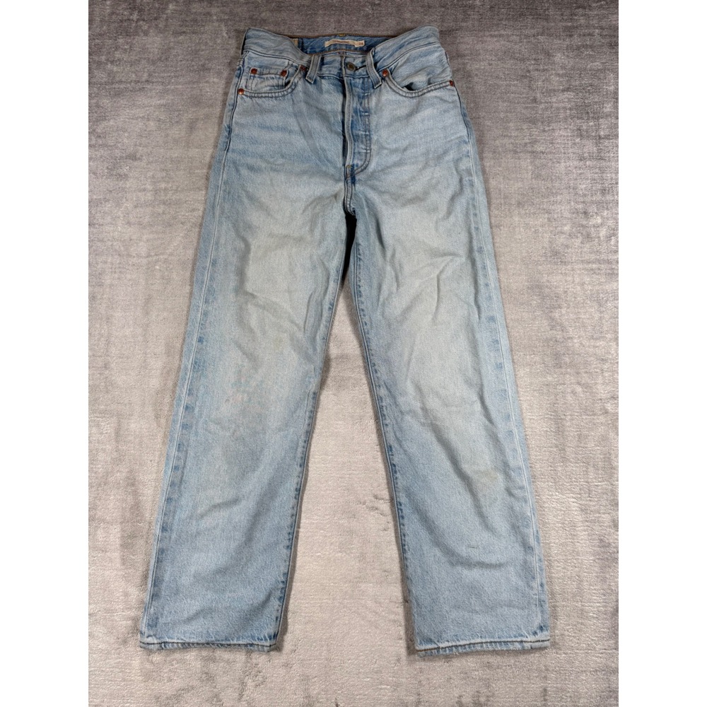Levis Jeans Womens 24 Light Wash Blue Ribcage Straight Ultra High Rise Denim